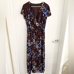 Banana Republic Floral Silk Wrap Maxi Dress